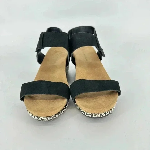 Lucky Brand Kollia Leather Platform Wedge Sandal Black - Picture 3 of 8